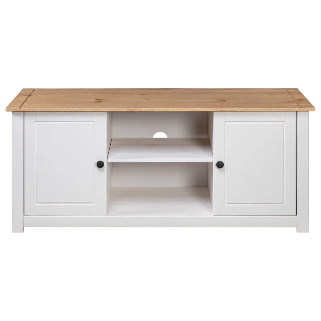 Mobile TV multimediale scaffale TV mobile TV sala da pranzo soggiorno camera da letto 120 x 40 x 50 cm legno di pino massiccio bianco 02_0025873