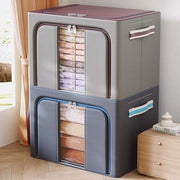 Organizzatore di Armadio e Cassetto di Stoccaggio da 100L - Tela Opvollibile con Struttura in Acciaio - Finestre Translucide e Maniglie - Impermeabile - Adatto per Grande Quantità di Abiti, Cuscini, Coperte - 2 Pezzi