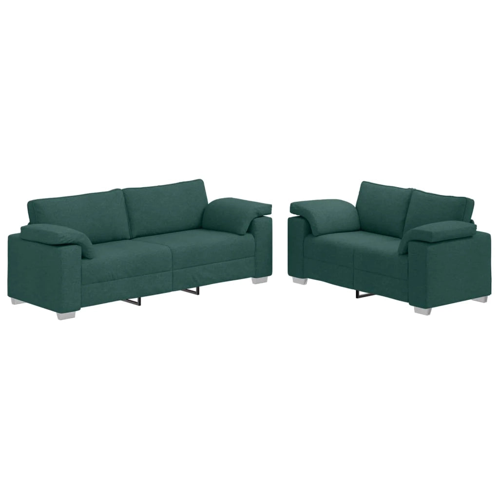 Divano 2 pcs Verde Scuro 219 x 80 x 82 cm Tessuto 3324745