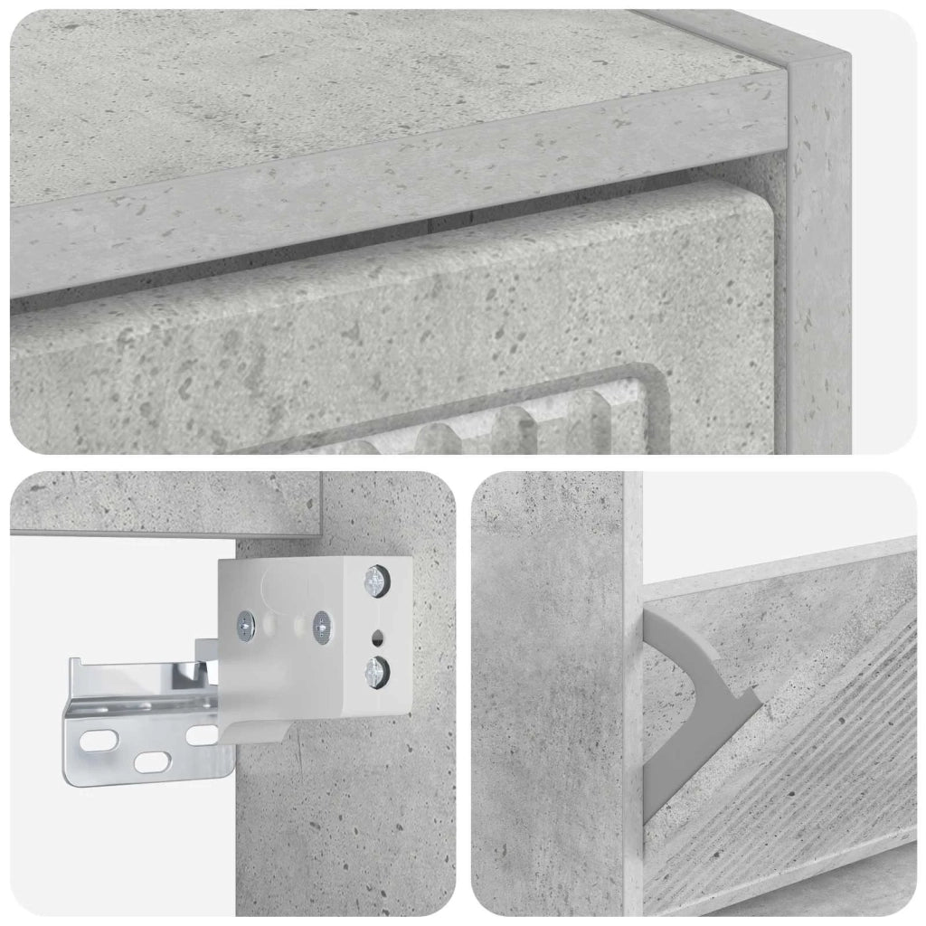 Mobiletto per Scarpe da Muro EDE 71 x 17 x 43 cm Grigio Cemento 895968