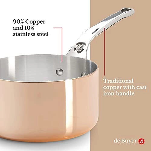 De Buyer 6206.14 Pentola singola in Metallo Diametro 14 cm Peso 630 g colore Nero