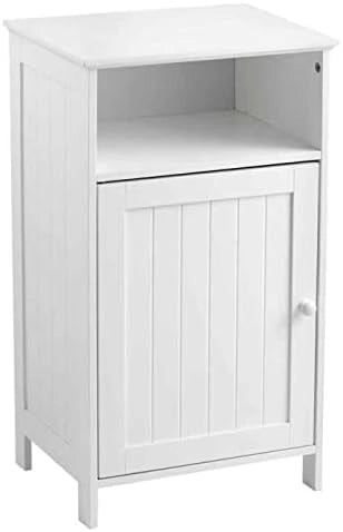 Mobile da bagno in legno con porta singola e ripiano regolabile per camera da letto, soggiorno, 40 x 30 x 70 cm, Bianco/Grigio (Bianco)