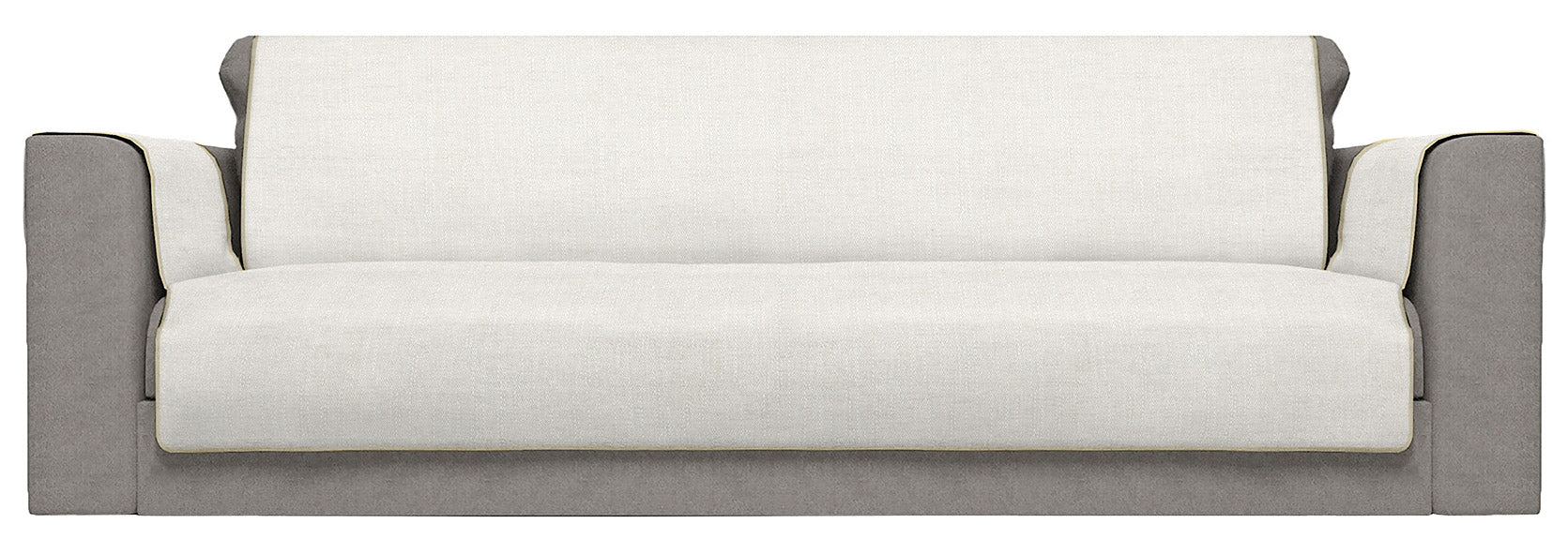 Copridivano con Copri Braccioli Seduta 60 cm in Poliestere Panna