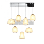 SOSPENSIONE CROMO 7 LUCI RETTANGOLARE VETRI 2X ALPHA + 3X BETA + 2X GAMMA AMBRA 1176CR-S7 R ABG-AM