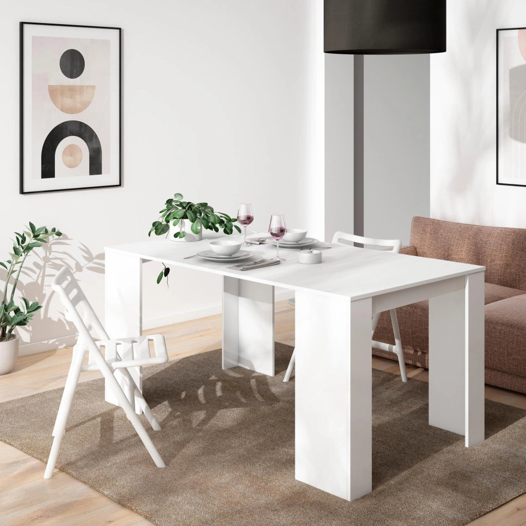 Consolle allungabile, 58 fino 160x90x77cm, Per 8 persone, Tavolo da pranzo, Bianco RF2533