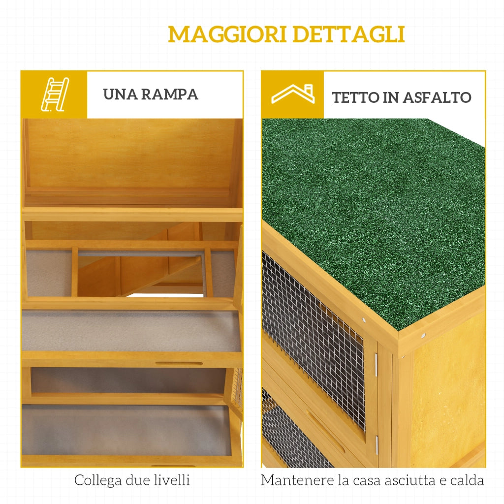 Armadio per conigli ¨C zephmum ¨C 97x44x91 cm, giallo, legno di abete