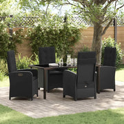 Set da Pranzo per Giardino con cuscino 5 pcs Nero polyrattan 3380263