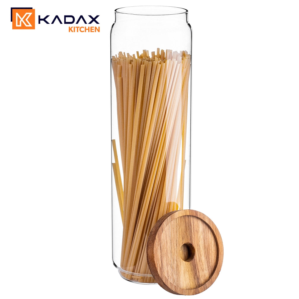 KADAX 3 contenitori per alimenti in vetro per pasta e spaghetti con coperchio, barattolo da 1550 ml
