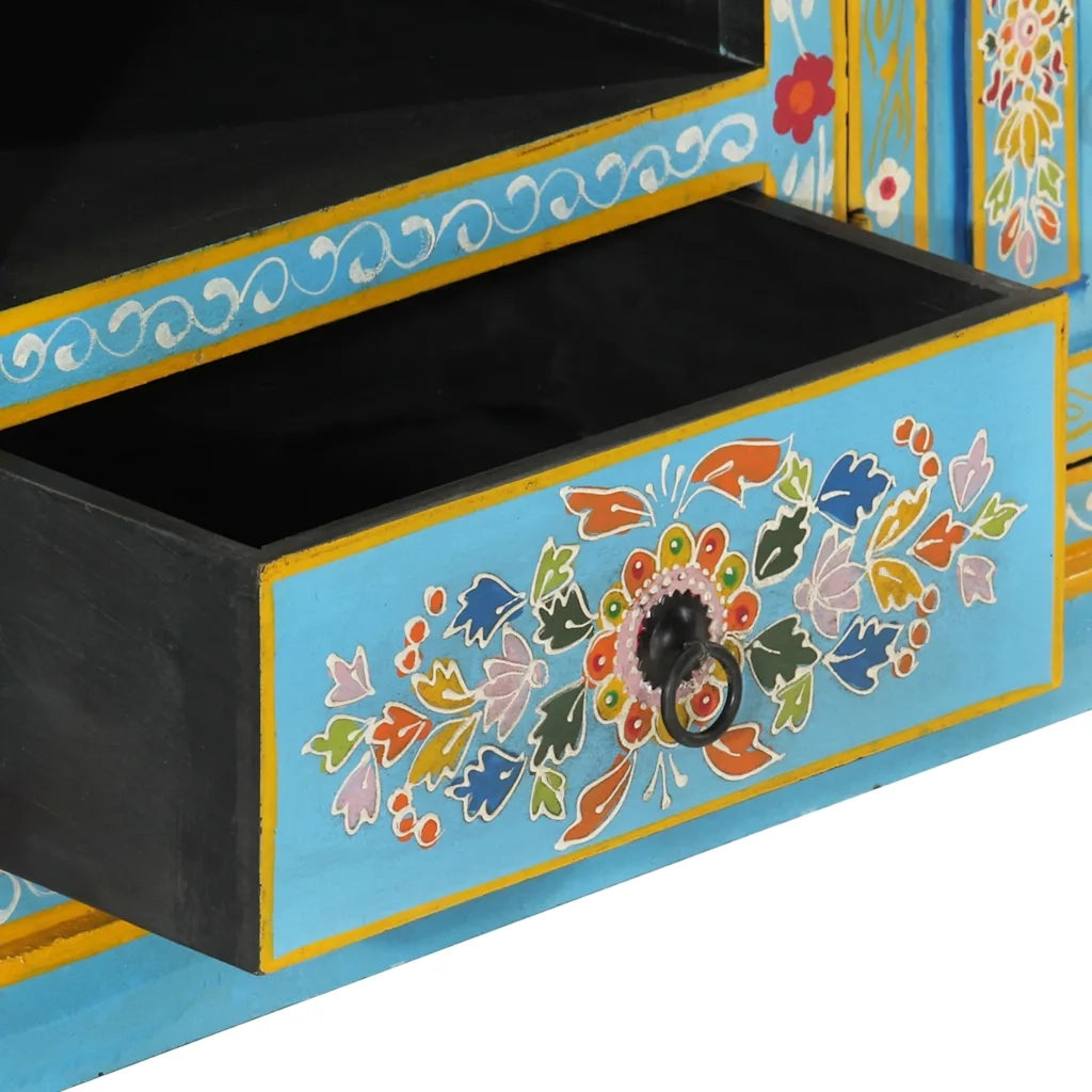 Mobile Porta TV Blu 110x30x40 cm in Legno Massello di Mango 353908