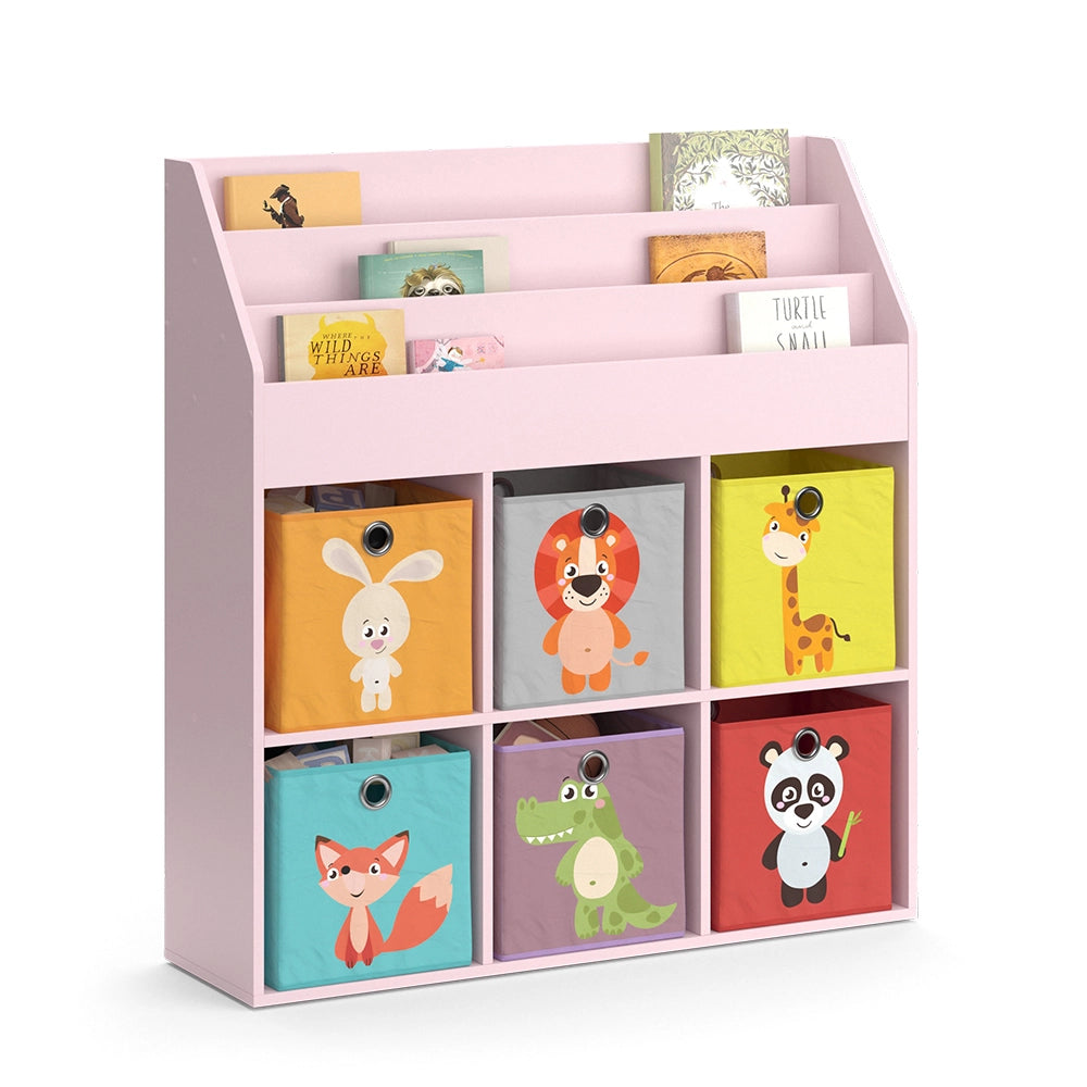 Vicco Libreria bambini rosa 107.2 x 114.2 cm con 6 scatole pieghevoli (colorate)