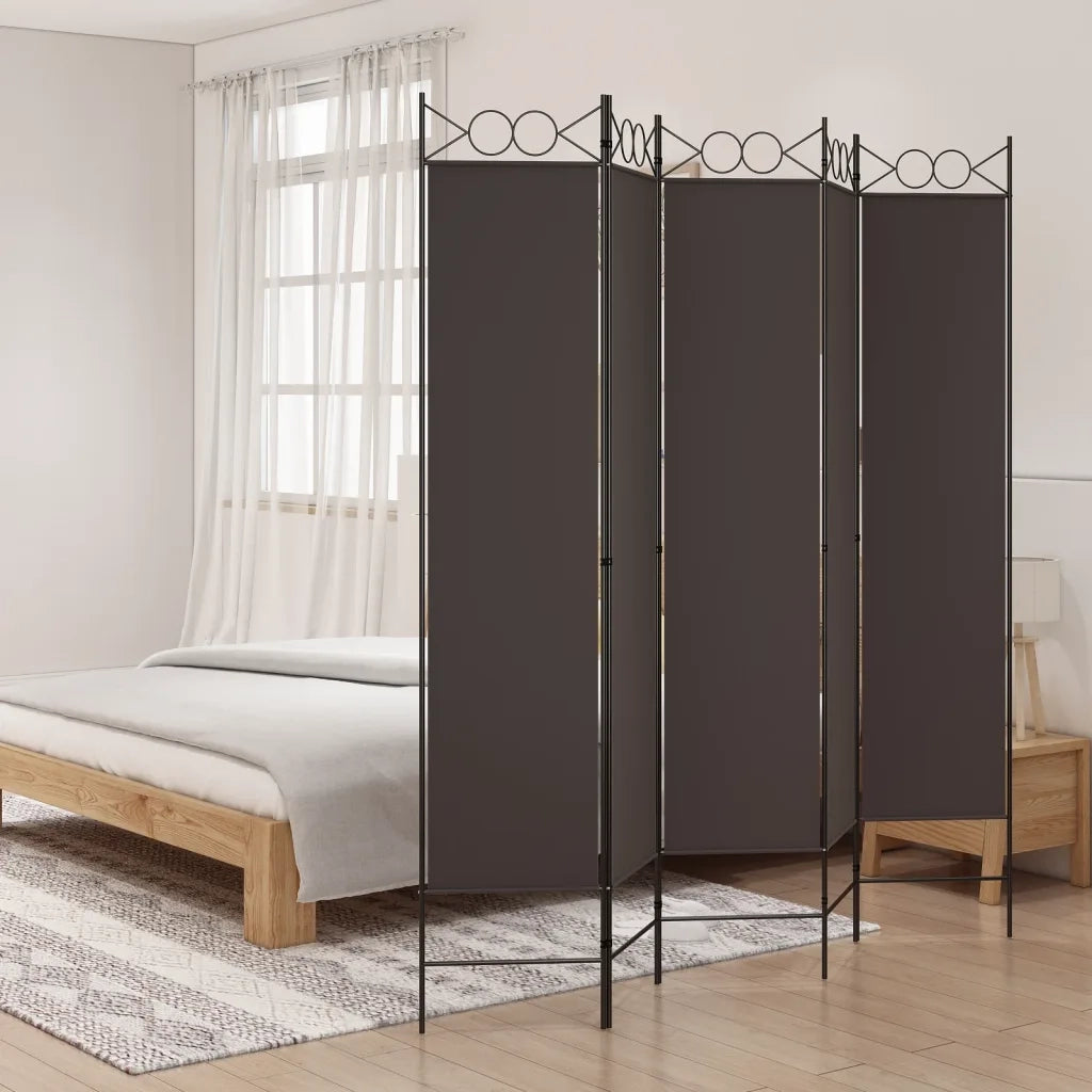 Divisorio a 5 Pannelli Marrone 200x200 cm in Tessuto 350155