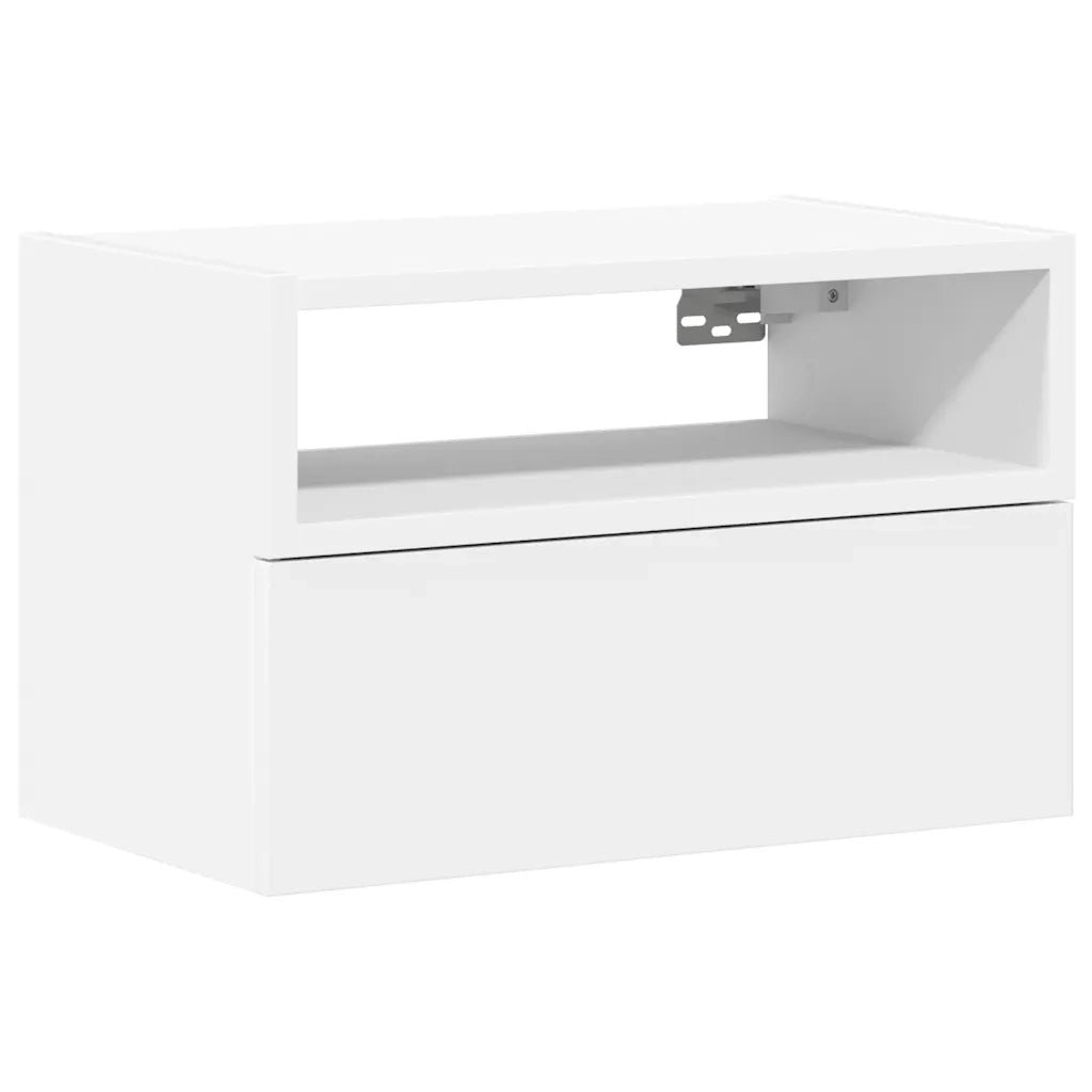 Comodino a Parete-Tavolino da notte sospeso Bianco 45x26x28,5 cm