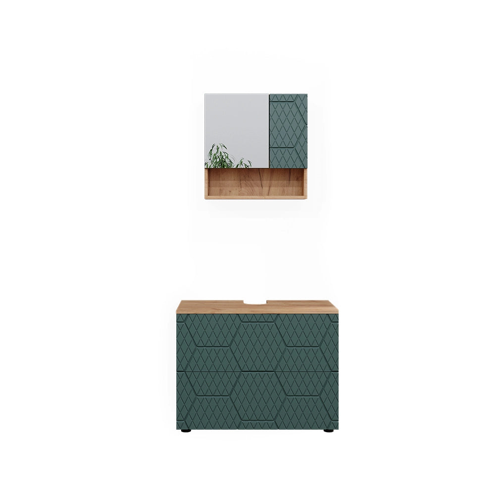 Vicco Set mobili bagno Quercia verde/oro 2 parti