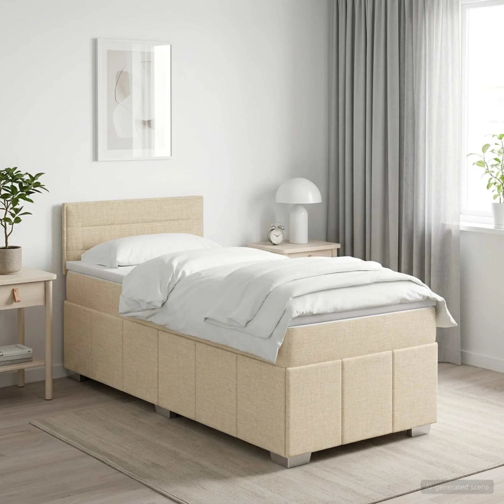 Letto box spring con materasso Crema 80 x 200 cm Tessuto 3451078