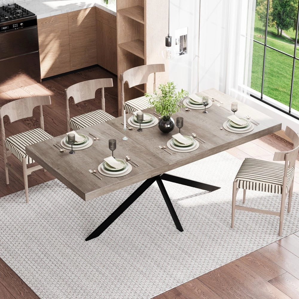 Tavolo da Pranzo Allungabile Rettangolare con Vano Contenitore ¨C MINIMAL ¨C Grigio, 140-180 cm