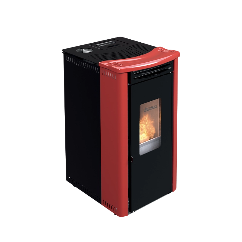 Orione stufa a pellet ventilata 9,1 kw rosso lucido Lincar