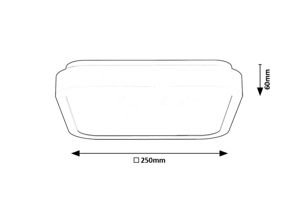 Plafoniera bagno quadrata 25cm nero/bianco IP44 LED 18W