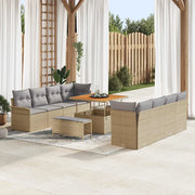 Set Divano da Giardino con cuscino 11 pcs Beige polyrattan