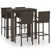 Set Bar da Giardino 5 pz | Set Salotto da Giardino con Braccioli in Polyrattan Marrone