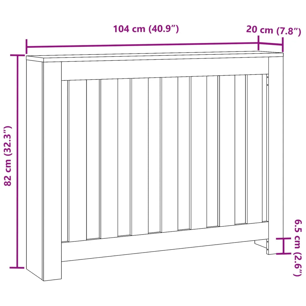 Copertura Termosifone Bianca 104x20x82 cm in Legno Multistrato 852735