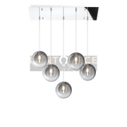 SOSPENSIONE CROMO 5 LUCI RETTANGOLARE VETRI BIANCO FOG 1184CR-S5 R-BF
