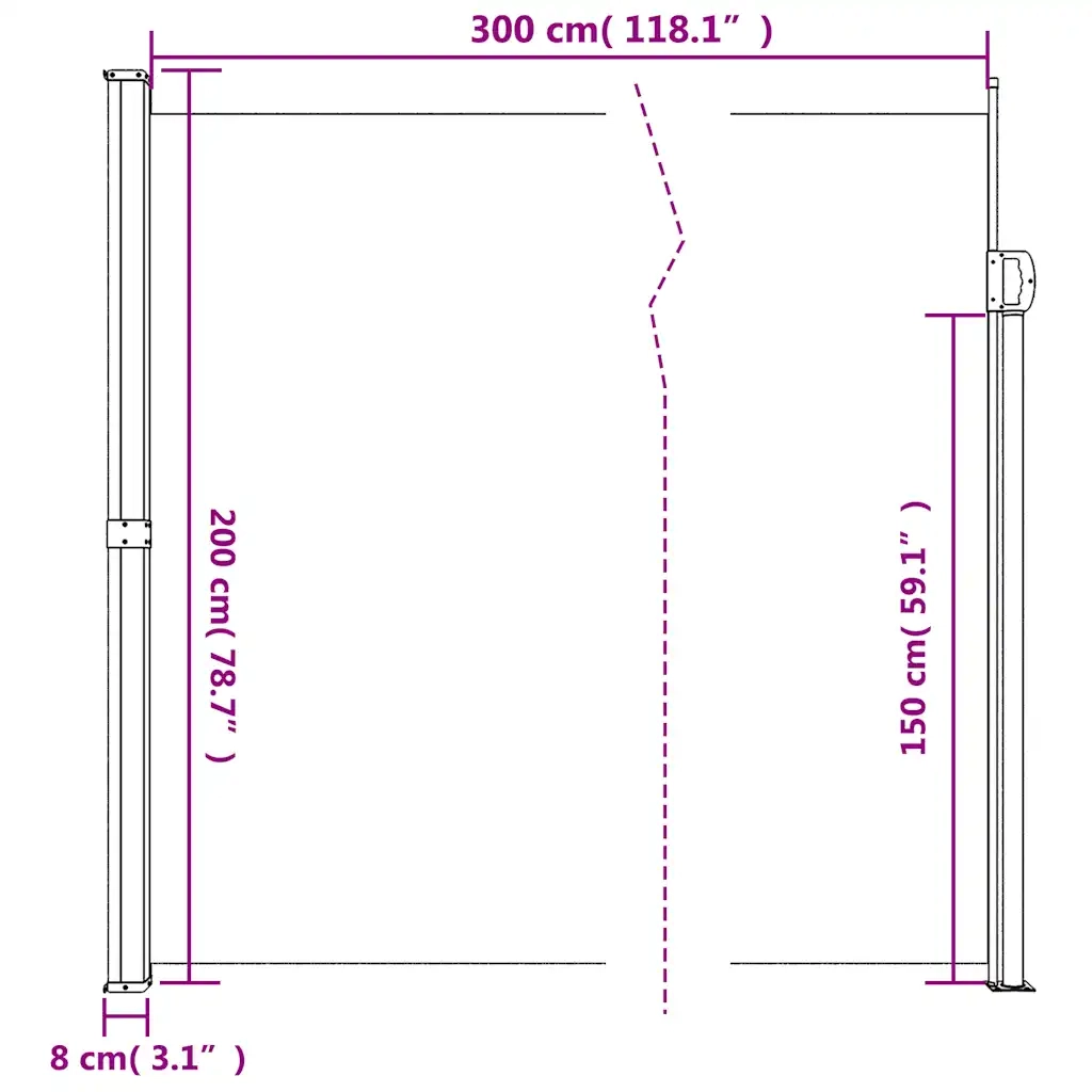Tenda da Sole Laterale Retrattile Bianco 200x300 cm 4004361