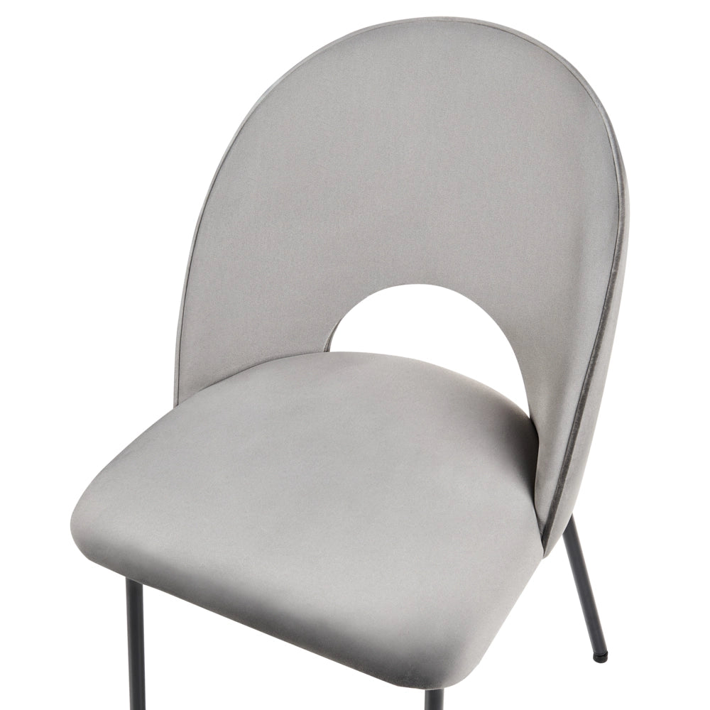 Set di 2 sedie da pranzo rivestimento in velluto grigio gambe nere glamour retrò