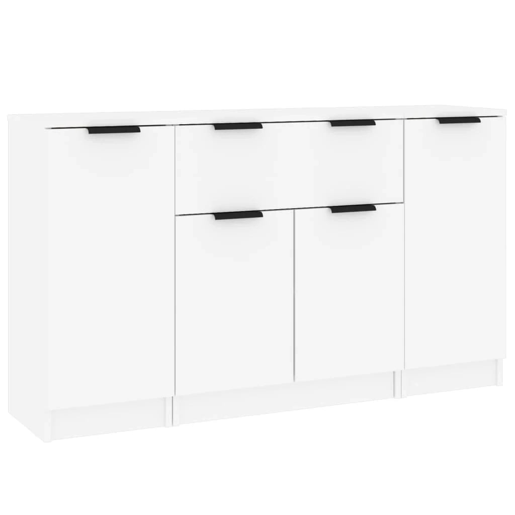 Buffet credenza cassettiera armadio mobile contenitore organizer per cucina soggiorno salotti 3 pezzi legno ingegnerizzato bianco 02_0037003