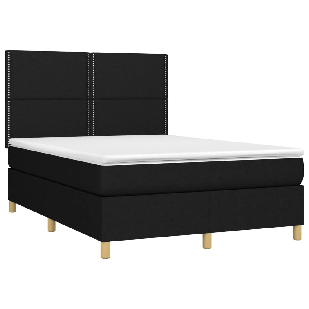 Letto a Molle con Materasso e LED Nero 140x190 cm in Tessuto 3135351