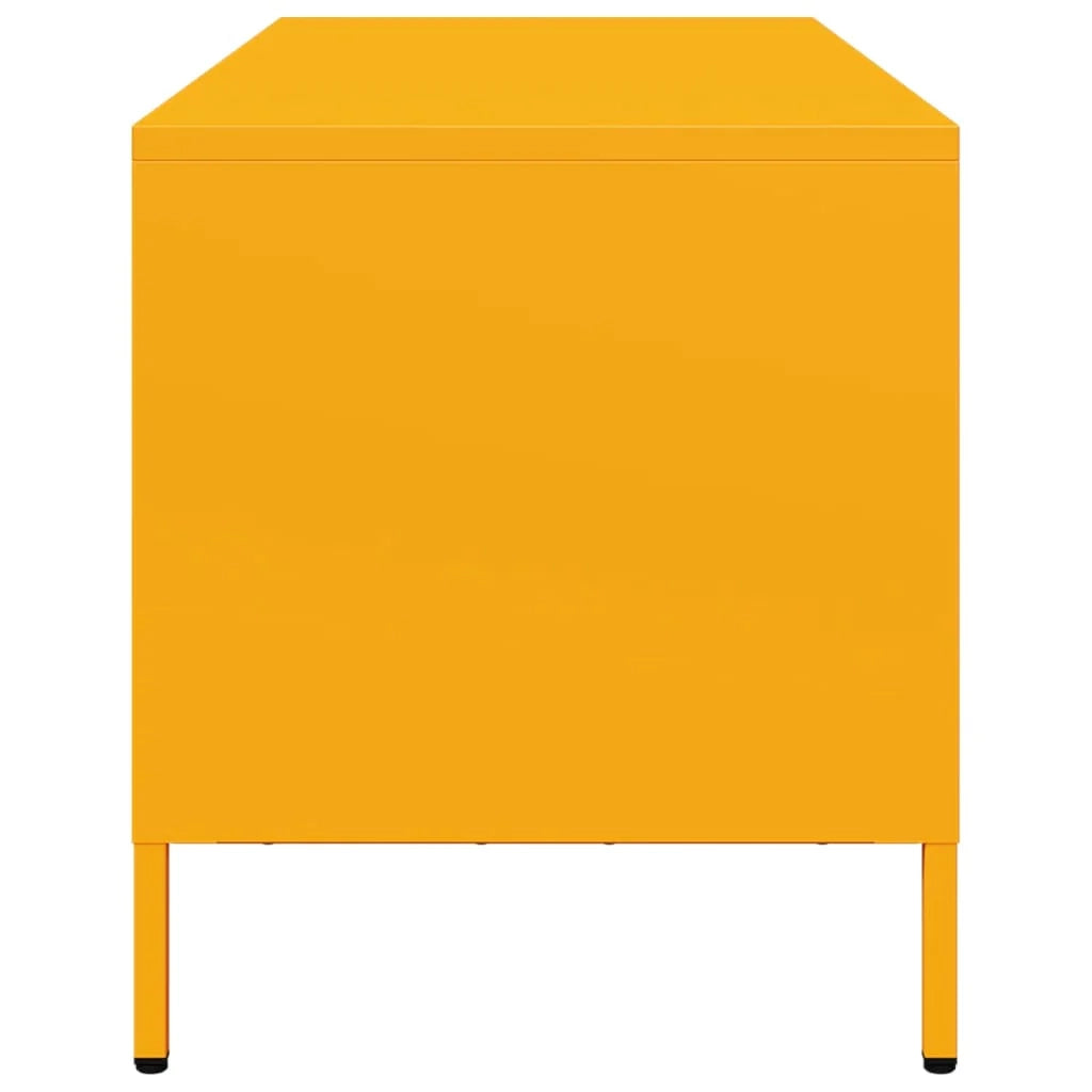 Mobile TV multimediale scaffale TV credenza mobile TV sala da pranzo soggiorno camera da letto giallo senape 101,5 x 39 x 43,5 cm acciaio laminato a freddo giallo 02_0027656