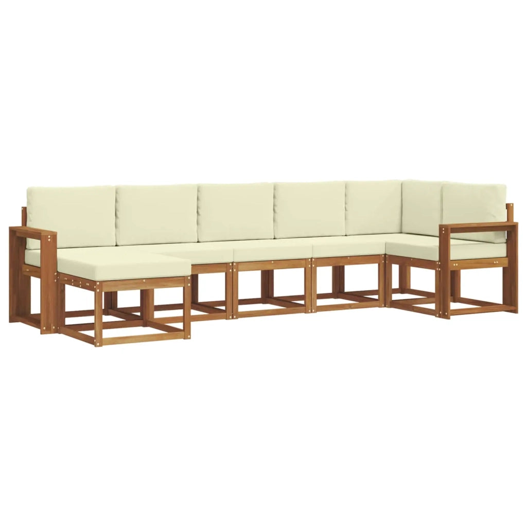 Set di divani da esterno con cuscino 7 pcs Naturale e Crema