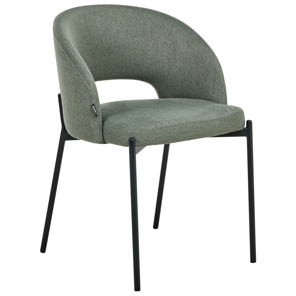 Set di 2 sedie da pranzo tessuto verde scuro e metallo braccioli e schienale con apertura moderna industriale