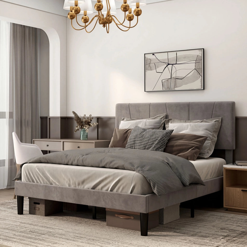 Letto matrimoniale con testiera regolabile ¨C Xylo ¨C 140x190 cm grigio struttura metallo