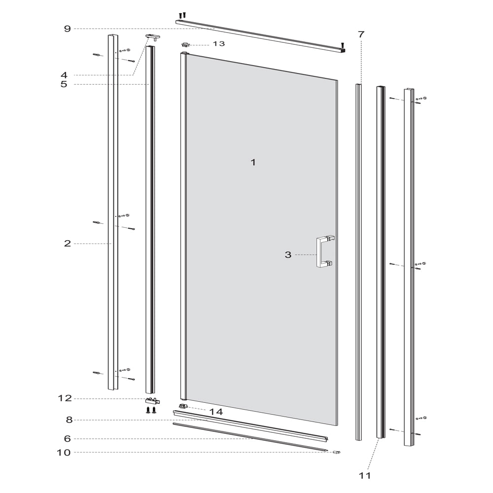 Porta doccia battente swing per box nicchia black profilo nero cristallo 6 mm *** misure 98-100xh195 cm, confezione 1