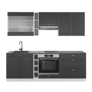 Cucina componibile Fame-Line Antracite-oro/Bianco 235 cm, PL Antracite Vicco