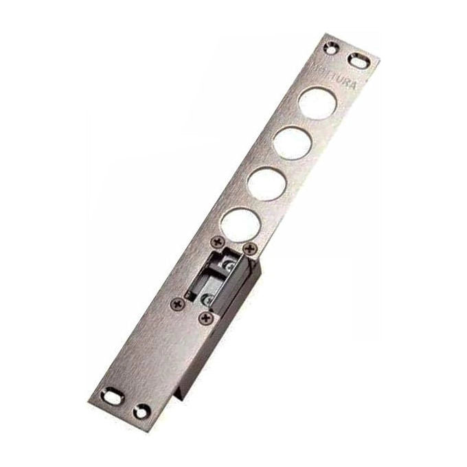 Mottura 94077 Contropiastra Incontro Elettrico per Porte Blindate Destra Interasse 37 mm 12V CA Leva Sbloccaggio Antiripetitore colore Argento