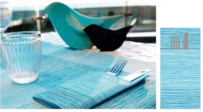 Set 40 Pezzi Tovaglioli da Tavola Carta Simil Tessuto Millerighe Cielo 40 x 40 cm