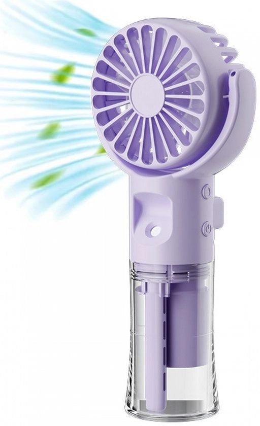 Ventilatore Manuale - Ventilatore con Nebulizzazione Acqua - Ventilatore Mini Portatile - Ricaricabile - 4 Posizioni - Nebulizzazione - Acqua - Ventilatore a Soffio