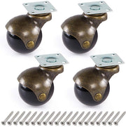 4 ruote a sfere, piatto 50 mm, piatto antico, ruote a gomito per mobili, sedie, tavoli da salotto, divani, capacità di carico 30 kg per ruota