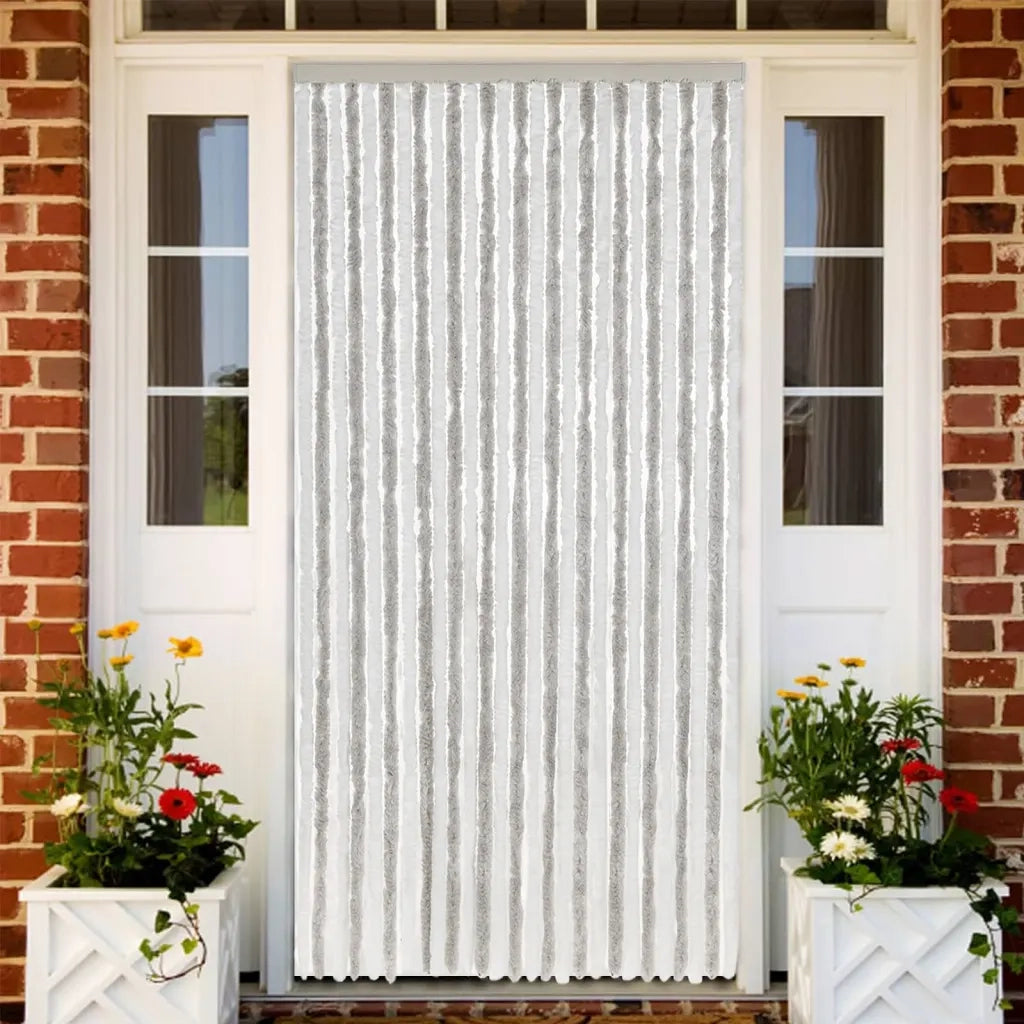 vidaXL Tenda Antimosche Grigia Chiaro e Bianca 118x220 cm in Ciniglia