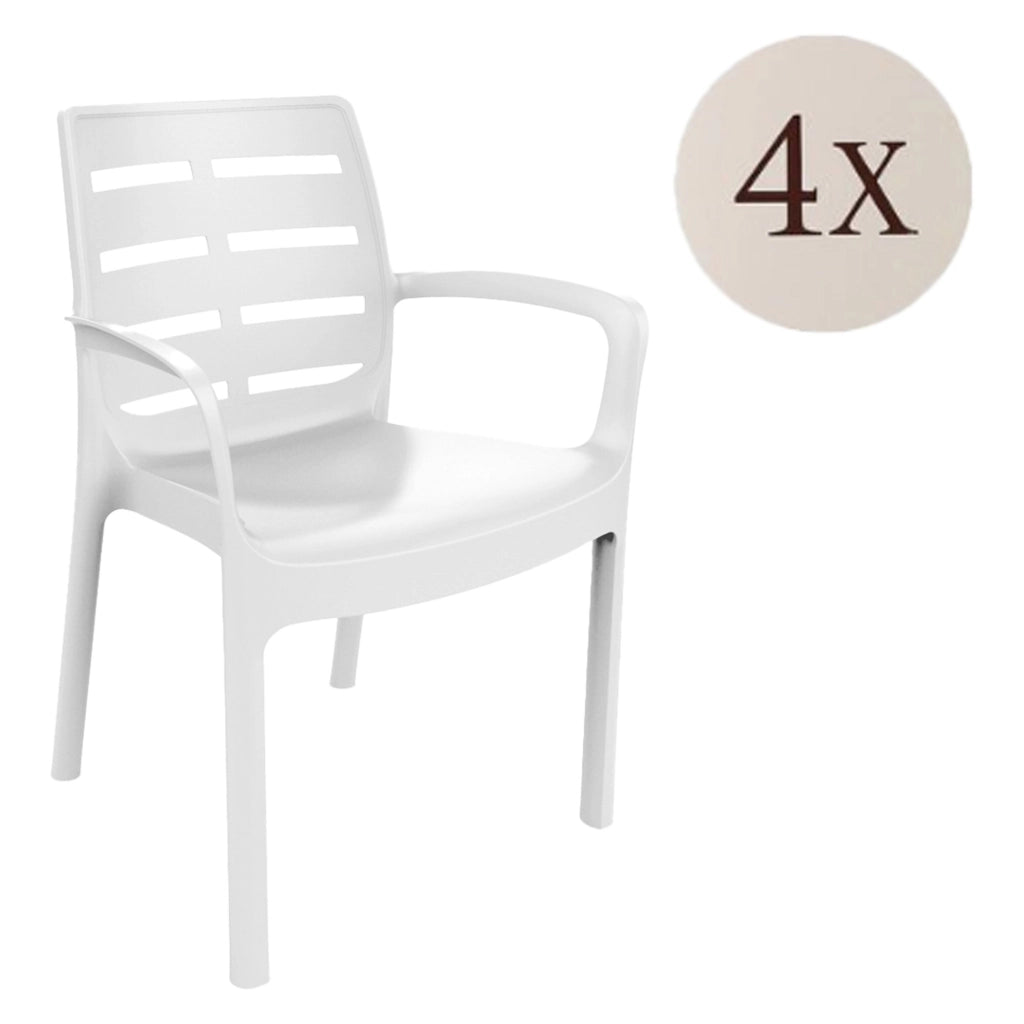 Excel, Sedia da Esterno 4 Sedie Made in Italy, Bianco