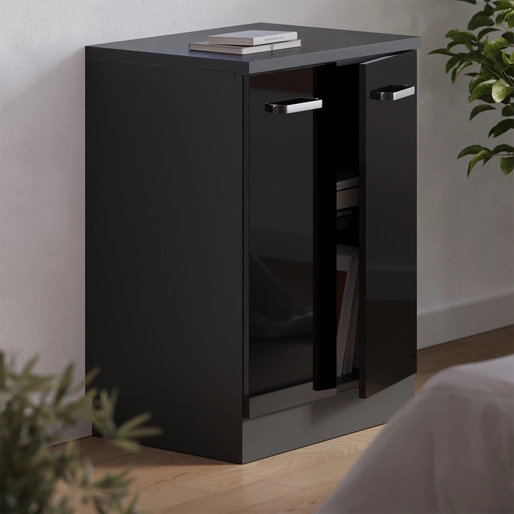 Mobile per mansarda Rion Nero lucido/Antracite 60 x 83.8 cm senza inclinazione con 2 ante Vicco