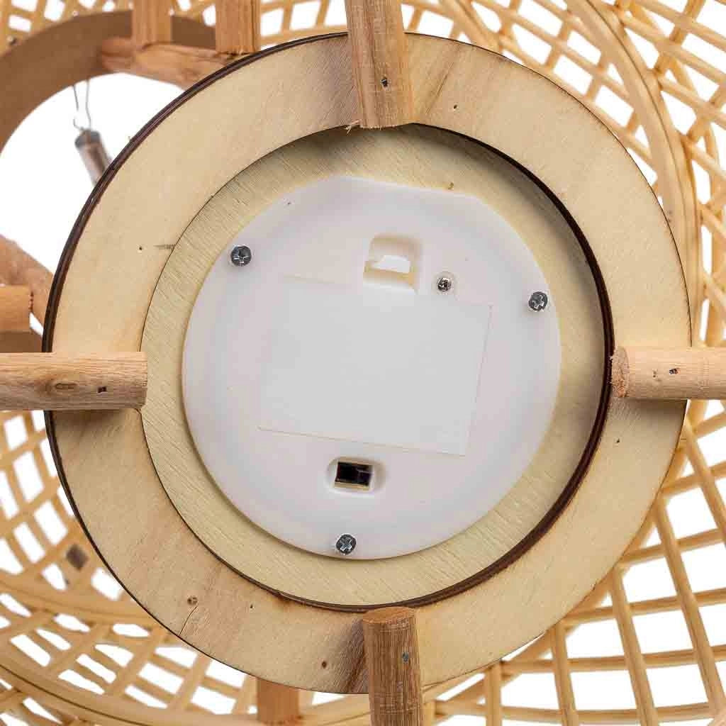 Lanterna in bambù e legno con manico in corda e candela a batteria D27,5x39,5h cm