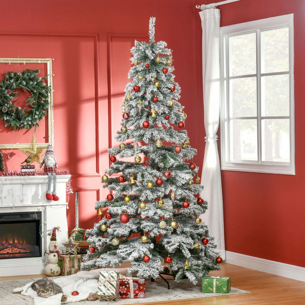 Albero di Natale Artificiale 225 cm ¨C Zephmum ¨C Verde e Bianco con Supporto in Metallo