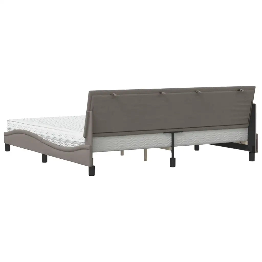 Letto con Materasso Hanko Tortora 200x200 cm in Tessuto 3310556