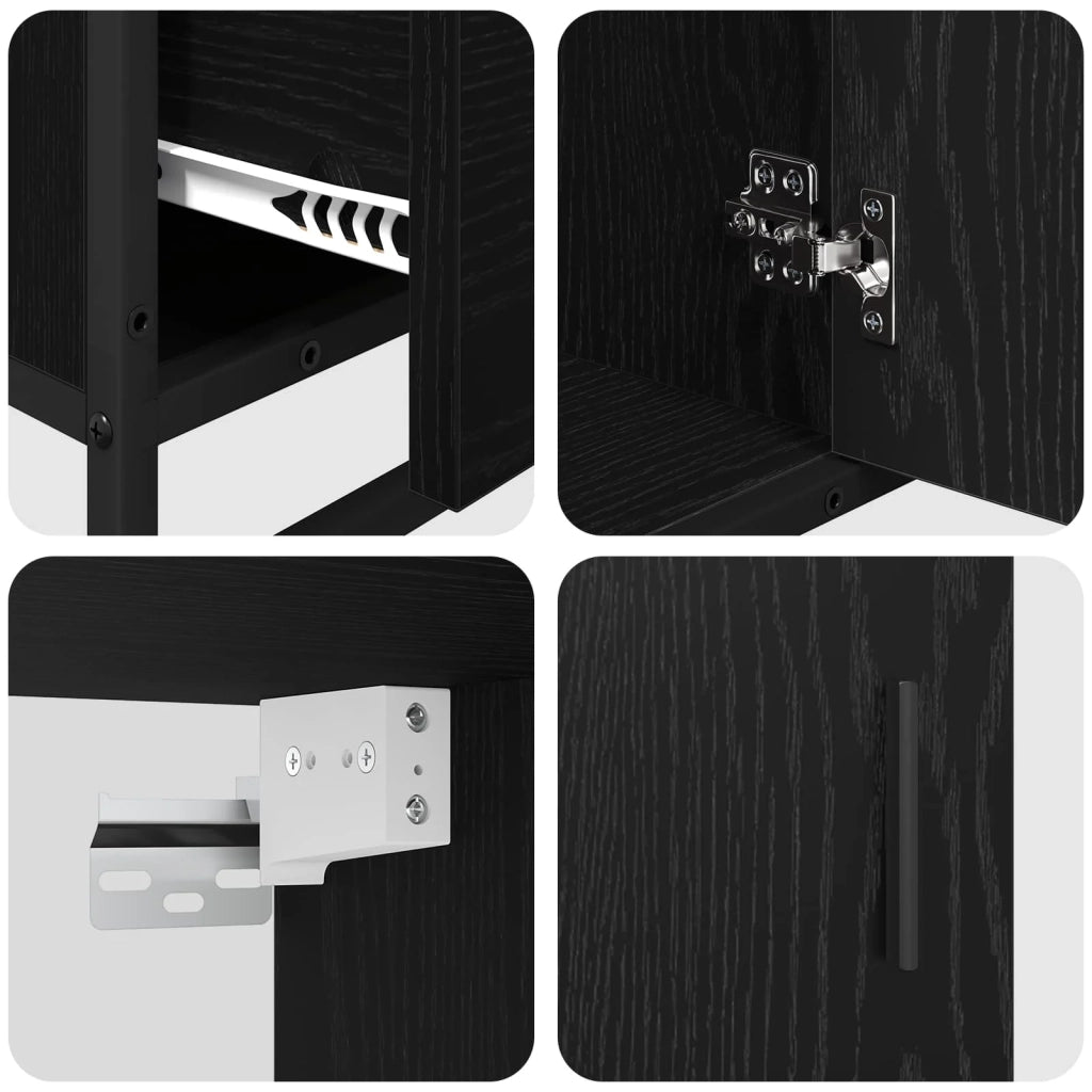 Set di mobili per il bagno 3 pcs Rovere Nero Legno multistrato 3402374