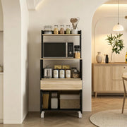 Mobile per microonde, credenza da cucina, mobile per microonde con armadietto, cassetti e ripiano superiore, pratico mobile contenitore da cucina per