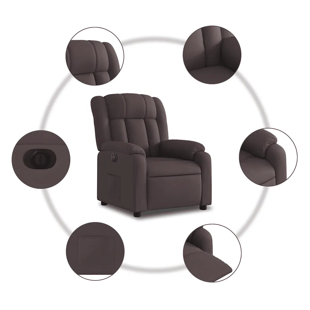 Poltrona Elettrica Reclinabile-Divano Sedia Marrone Scuro in Tessuto 323888