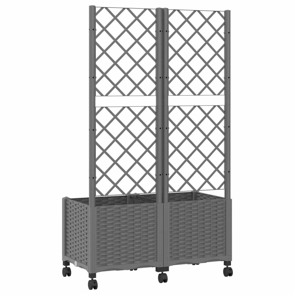Vaso da giardino con grigliato e ruote Grigio Chiaro PP 3422972