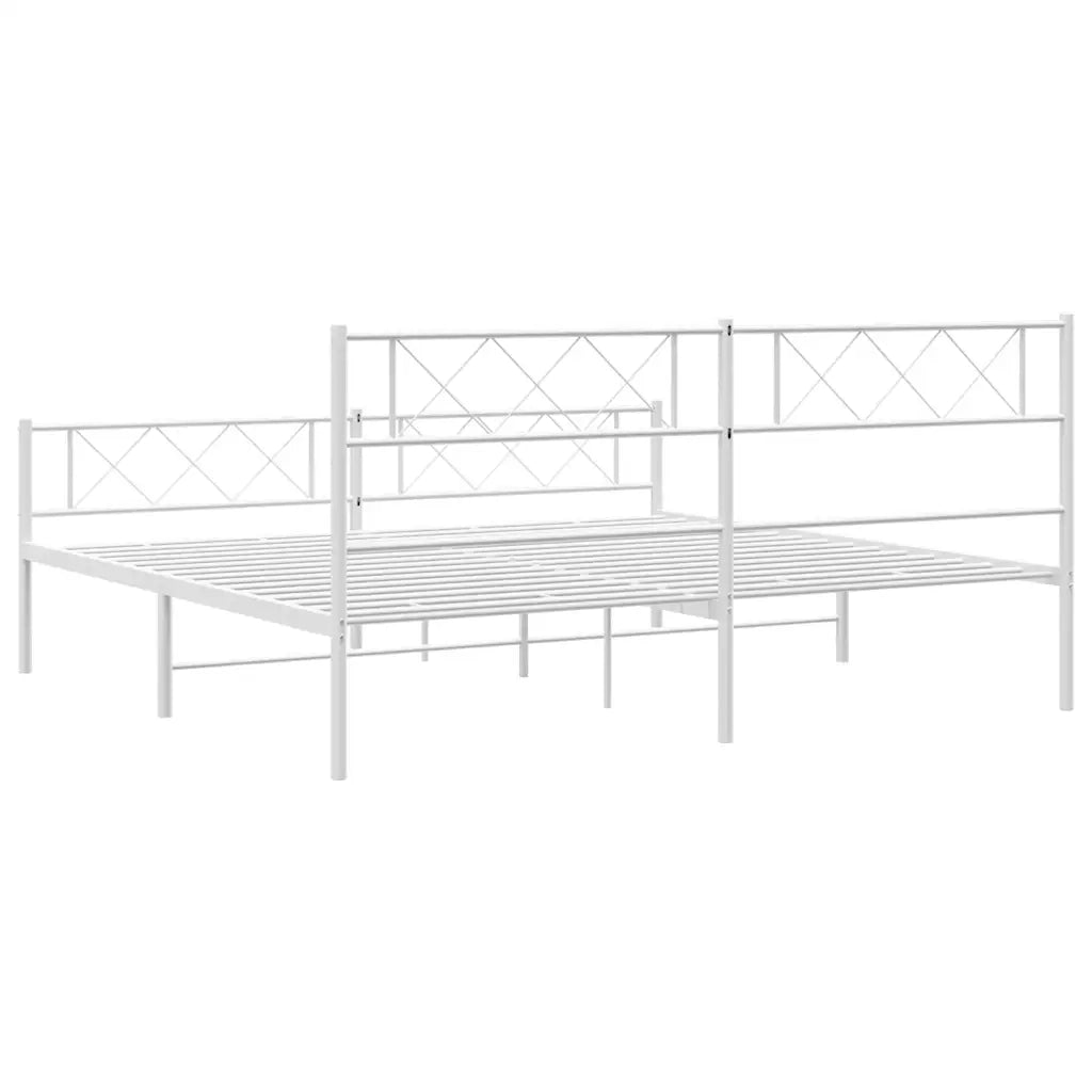 Giroletto con Testiera e Pediera Metallo Bianco 183x213 cm 372349